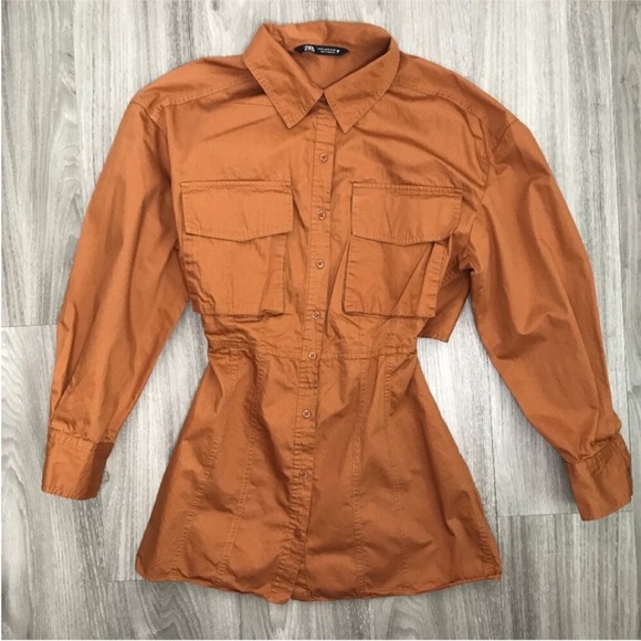 ZARA POPLIN SHIRT DRESS BUTTON FRONT LONG SLEEVE MINI MEDIUM - Picture 3 of 12